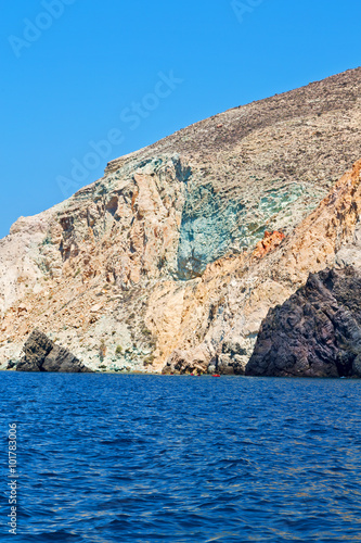 hill and rocks summertime santorini island