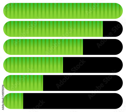 Horizontal bars. Loading bars, progress indicators. Completion.