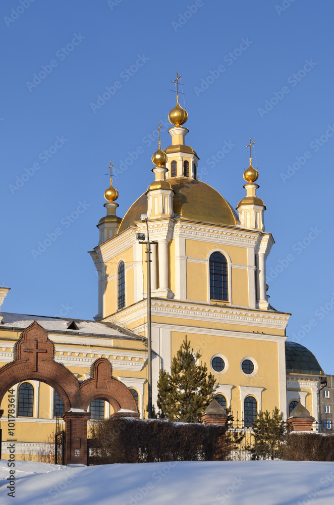 Orthodox Cathedral.
The Cathedral is located in Novokuznetsk, Russia. It was built in the eighteenth century in the classical style.