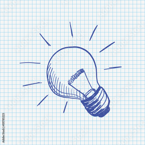 Checked Paper Handdrawn Bulb