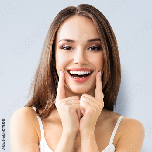 young woman showing smile