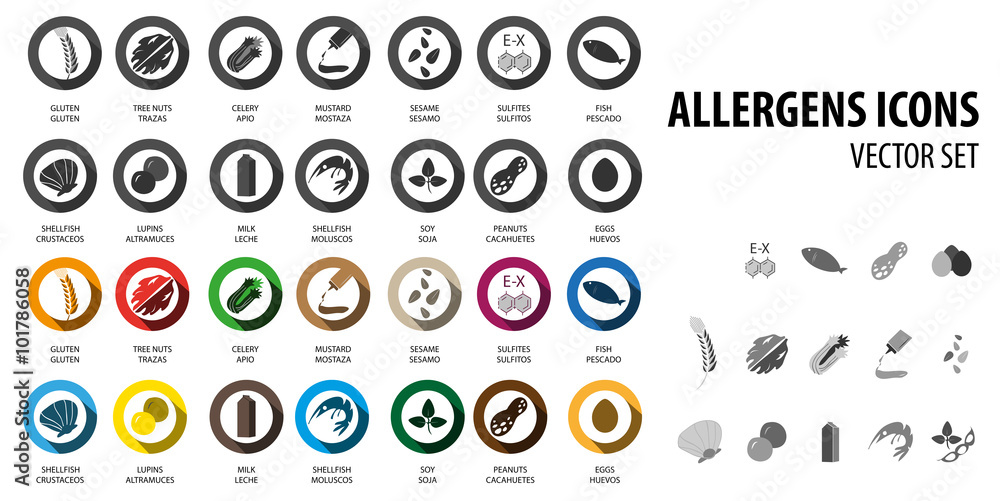 Fotografie Food allergens bubble icons