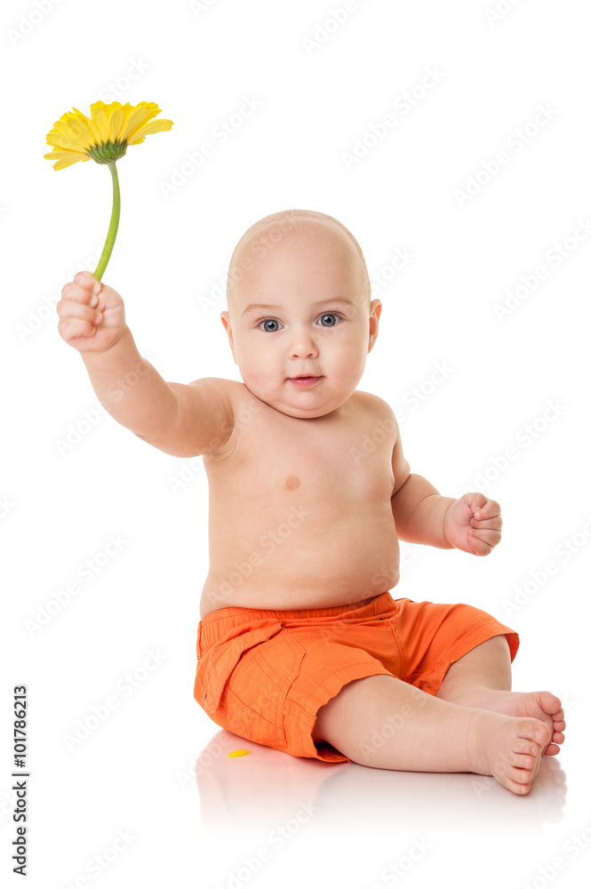 The little boy with a flower The little boy with a flower
