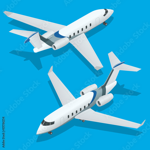 Business aircraft. Corporate jet. Airplane. Private jets. Flat 3d Isometric vector illustration for infographics
