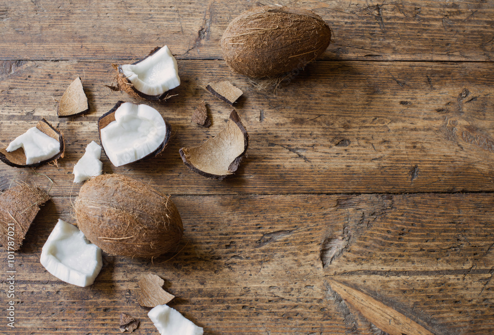 coconut on a wooden background