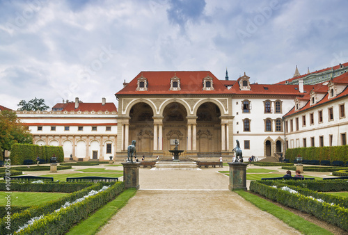 The facade of the palace and portion of the Wallenstein Garden. Prague, Czech Republic photo