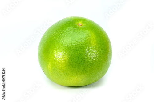 Big Green Pomelo grapefruit closeup isolated on white