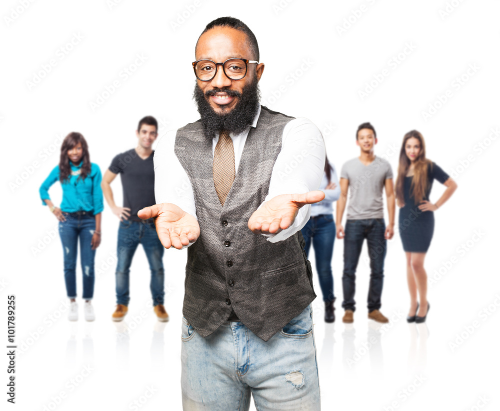 Fotografie business black man offering gesture