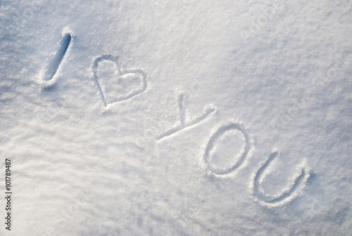 I love you - handwritting on snow