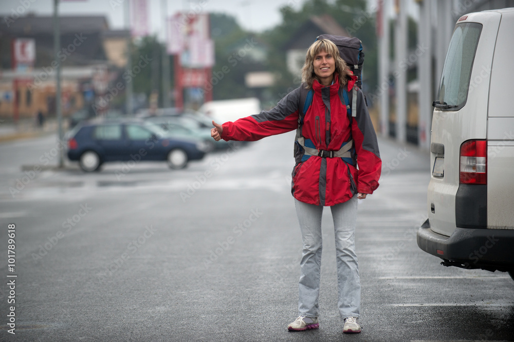 Fototapeta premium hitchhiking