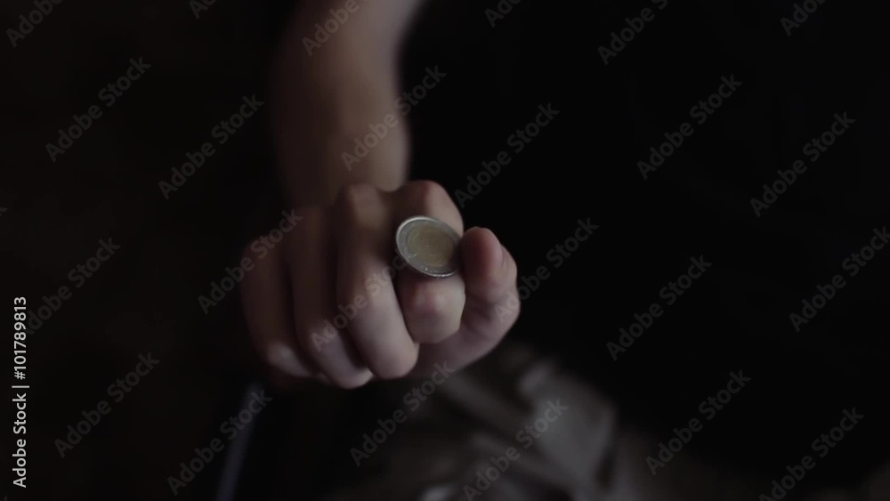 Coin magic trick, Rolling coin on a hand Coin magic trick, Rolling coin on a hand