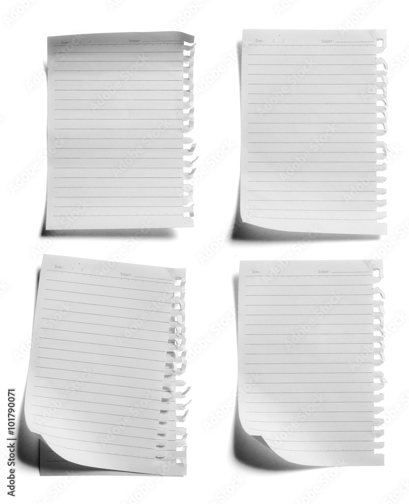 collection of white note papers on white background collection of white note papers on white background