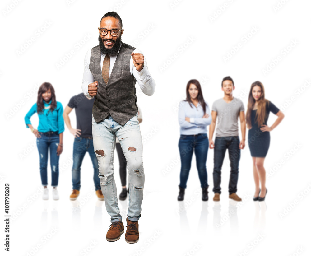 Obraz premium full body cool black man dancing