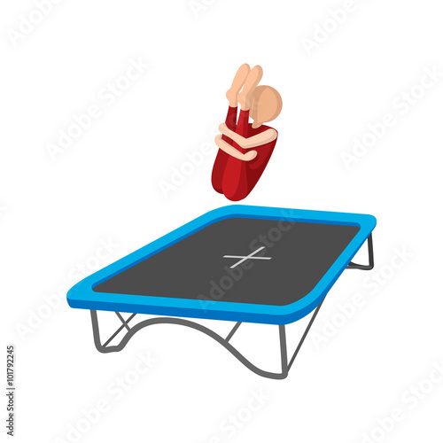 Acrobatics on the trampoline cartoon icon