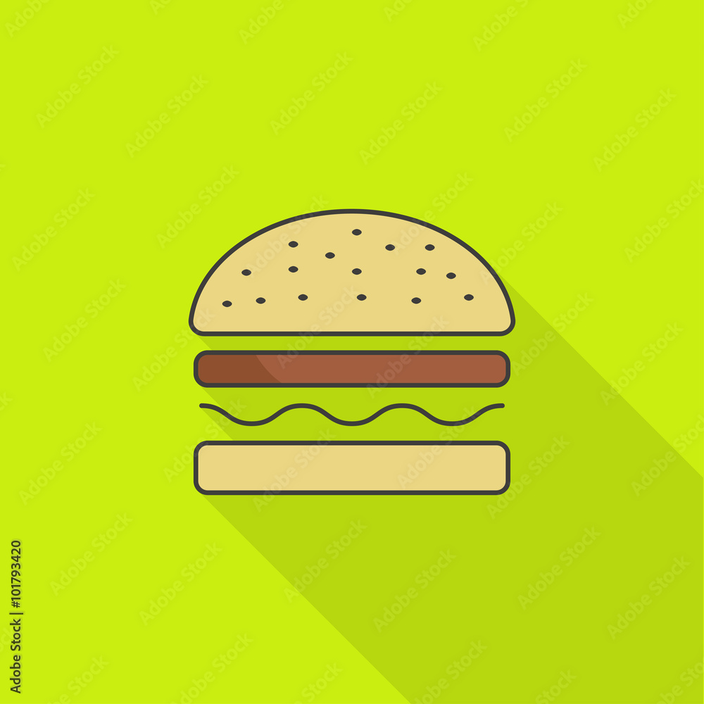 Burger icon with long shadow. Burger icon with long shadow.