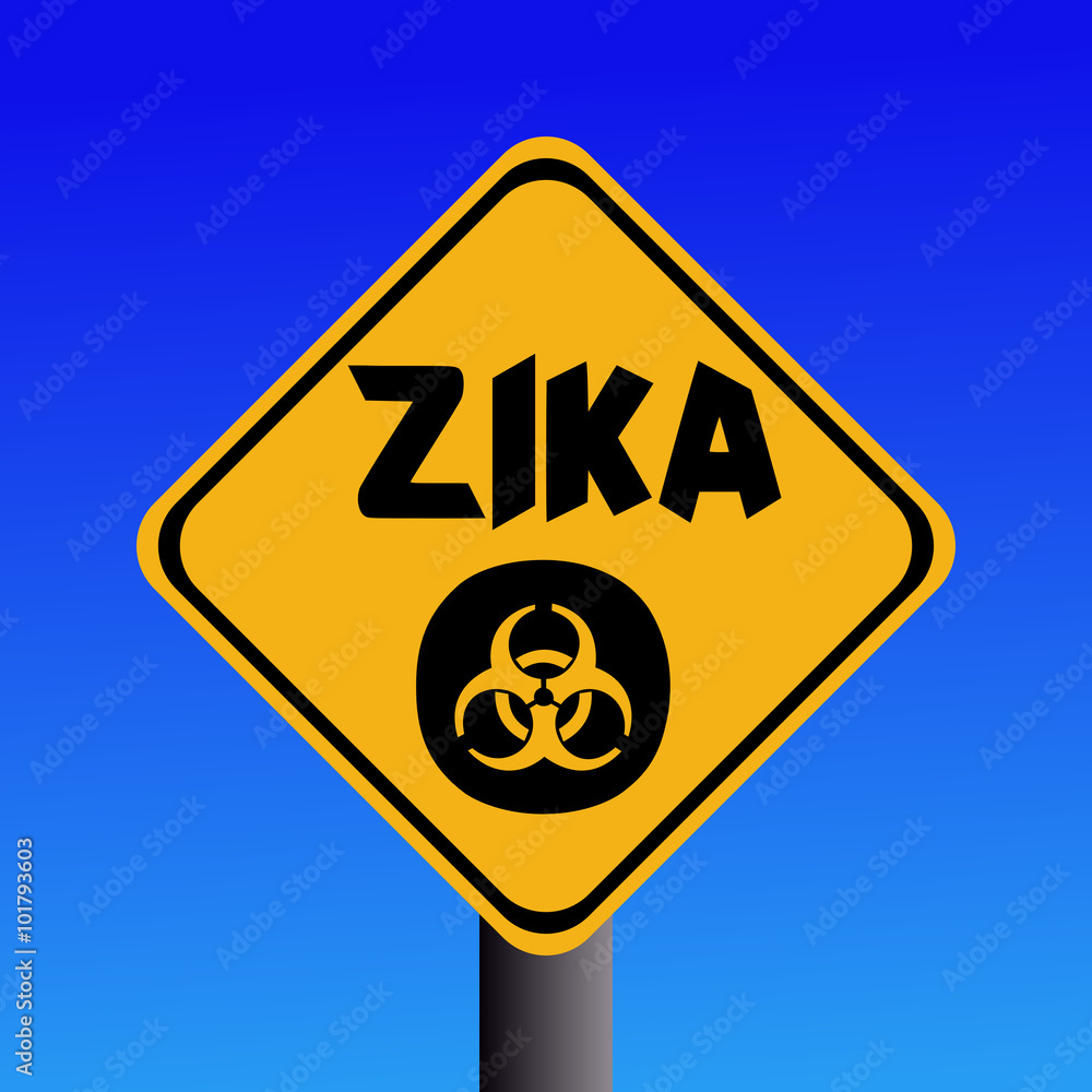 Zika virus warning sign on blue illustration Zika virus warning sign on blue illustration