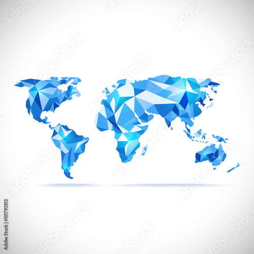 vectors World Map polygonal precision low-poly blue
