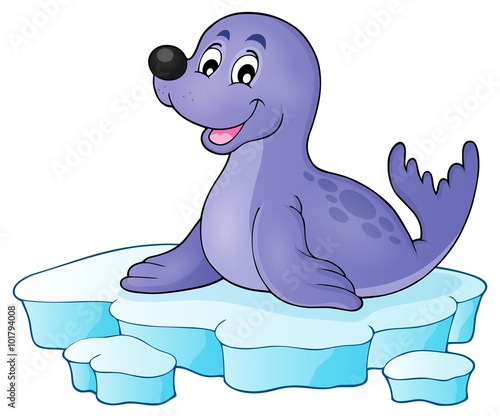 Happy seal on iceberg theme 1