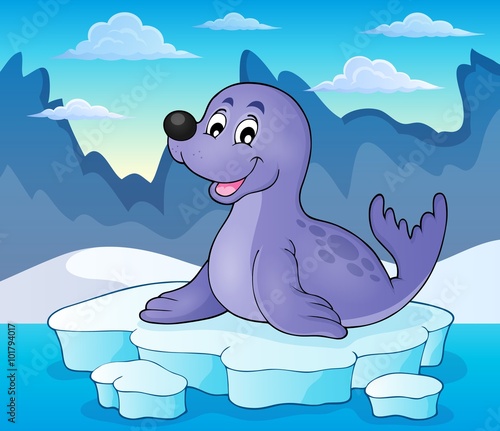 Happy seal on iceberg theme 2