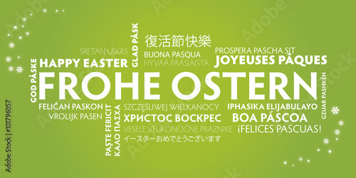 Frohe Ostern mehrsprachig - grün