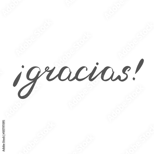 Gracias. Thank you in Spanish, brush hand lettering.