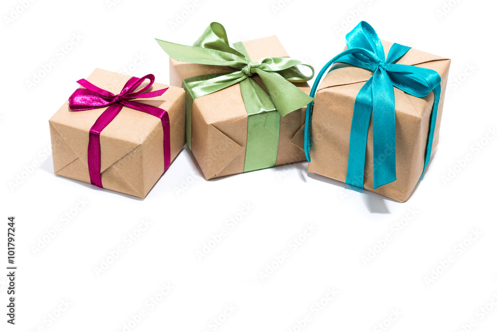 Fototapeta premium Gifts with silk ribbon