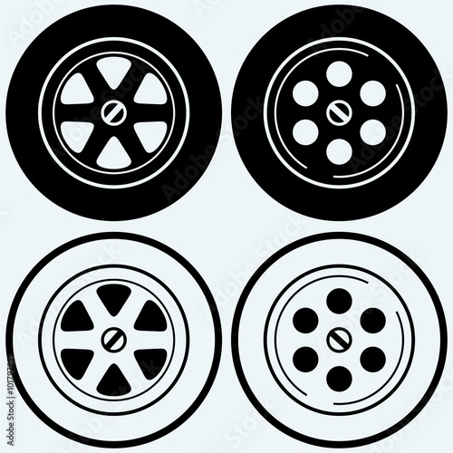 Drain hole. Isolated on blue background. Vector silhouettes