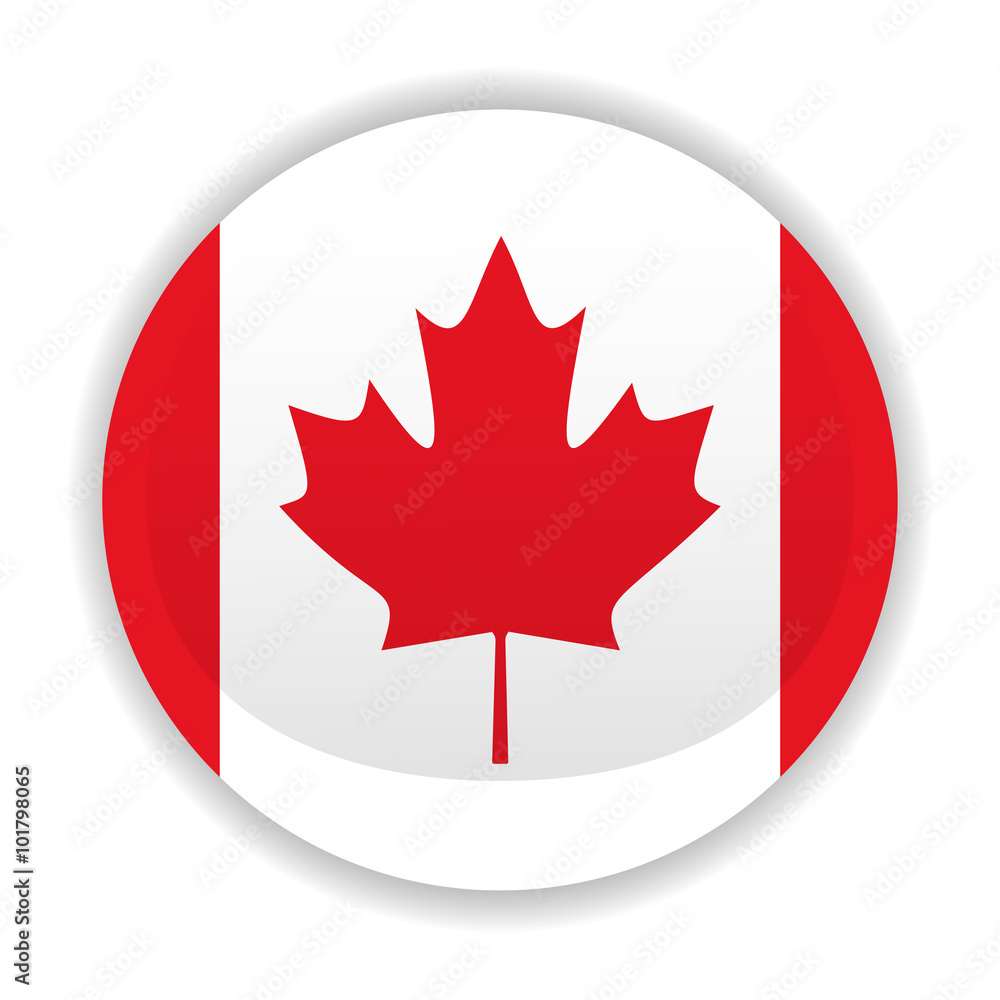 Flag of Canada in a circle with shadow Flag of Canada in a circle with shadow