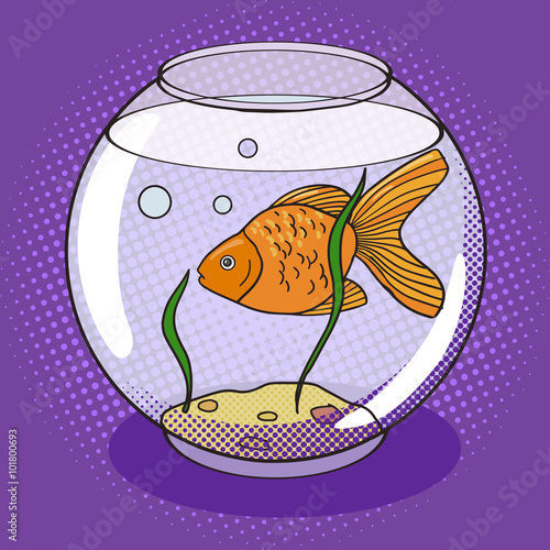 Goldfish in fishbowl pop art style vector