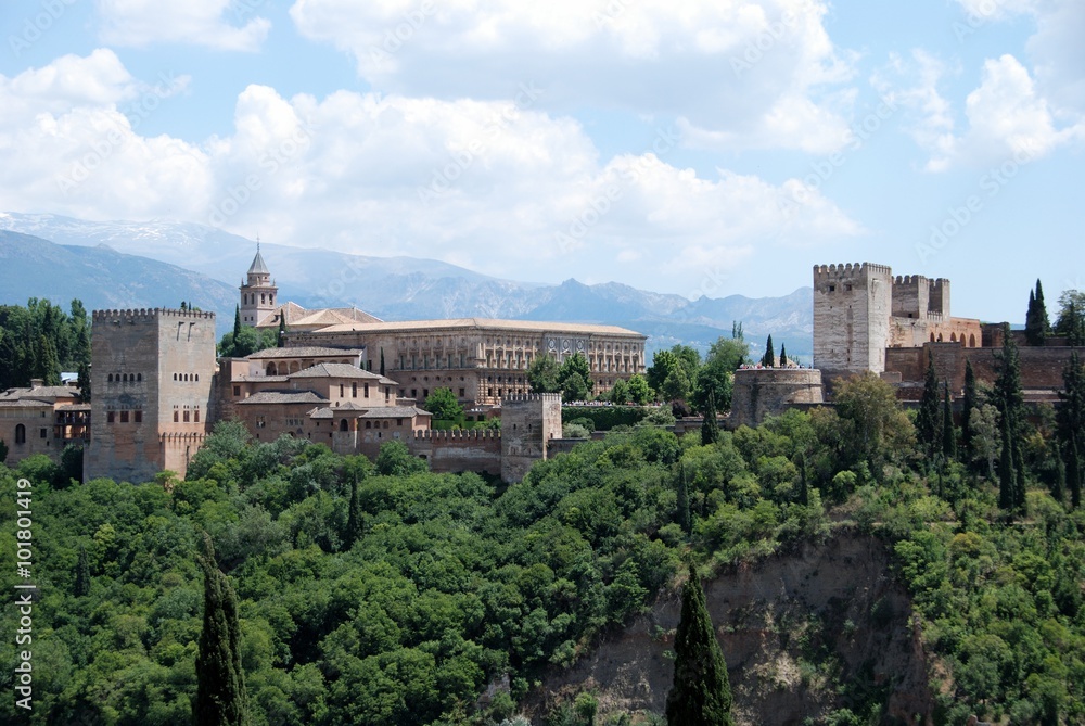 View of the Alhambra Palace, Granada.