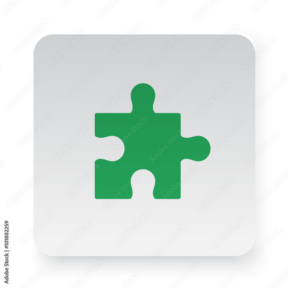 Green Puzzle icon in circle on white app button Green Puzzle icon in circle on white app button