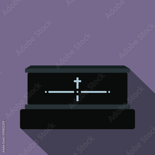 Black luxury coffin flat icon photo