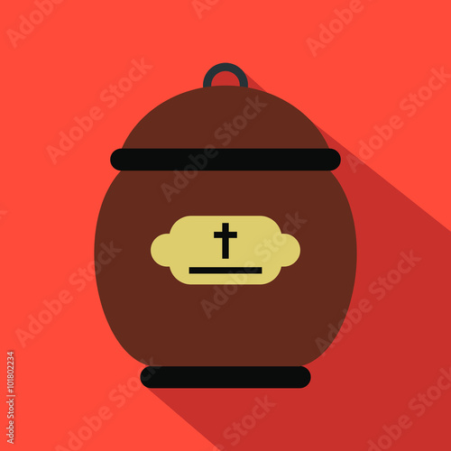 Cremation urn flat icon