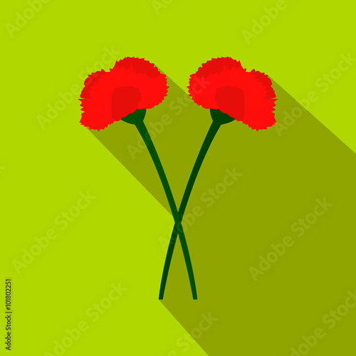 Two carnation flowers flat icon