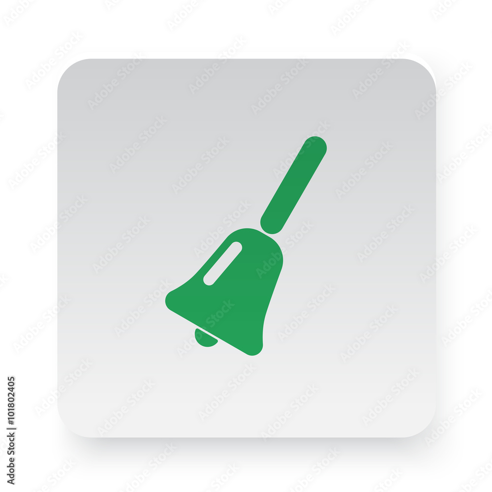Green School Bell icon in circle on white app button Green School Bell icon in circle on white app button