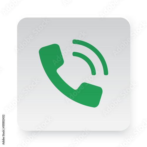 Green Phone icon in circle on white app button