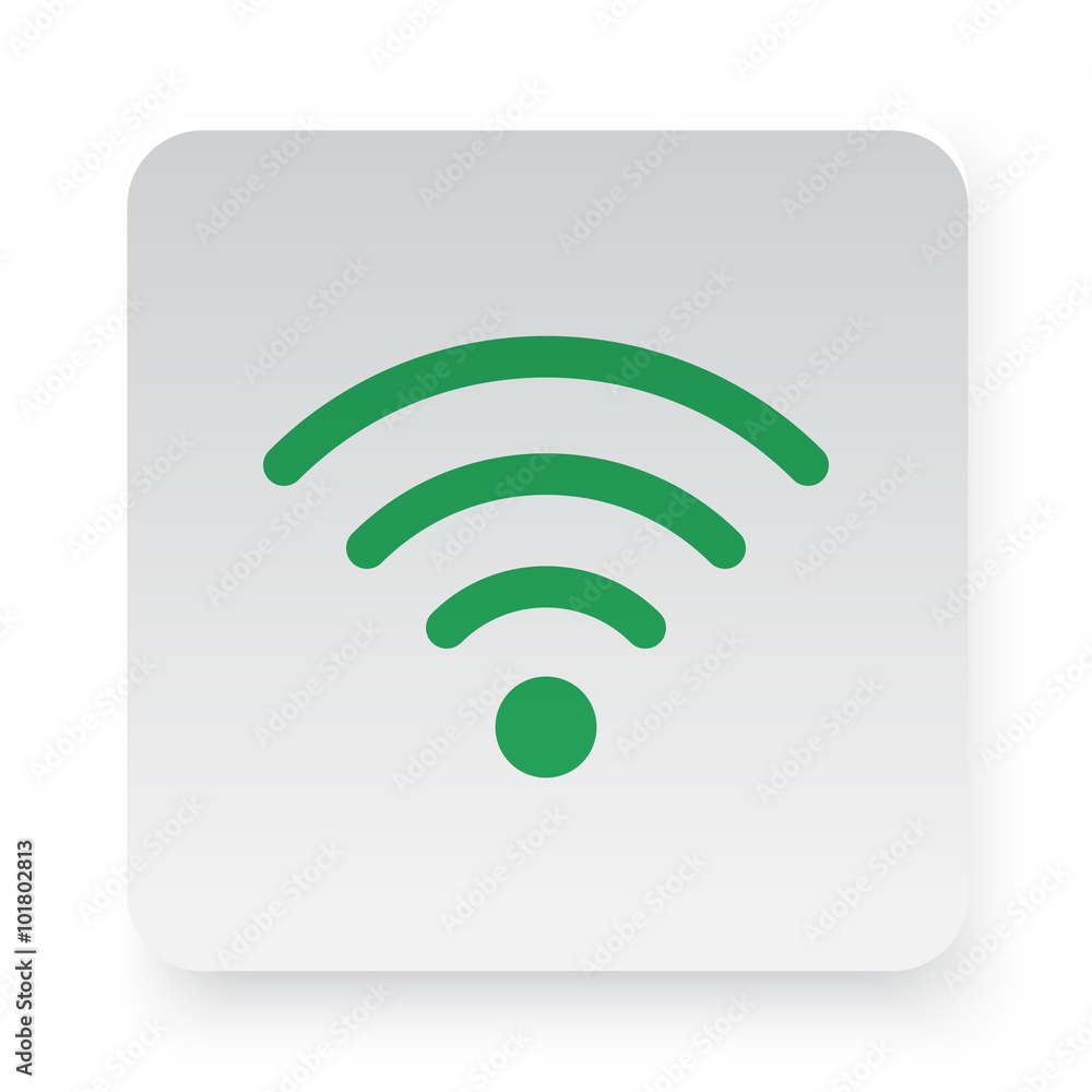 Green Wireless icon in circle on white app button Green Wireless icon in circle on white app button