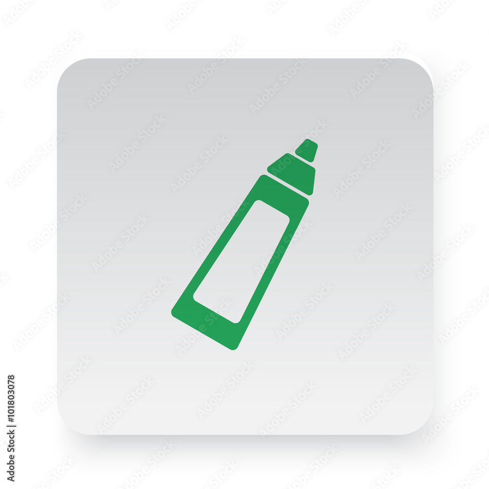 Green Baby Bottle icon in circle on white app button Green Baby Bottle icon in circle on white app button