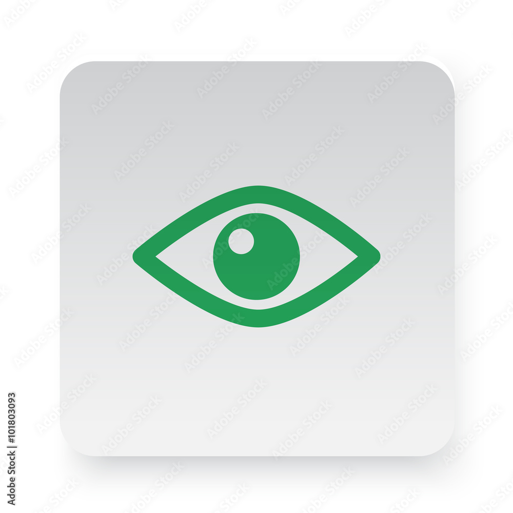 Green Eye icon in circle on white app button Green Eye icon in circle on white app button