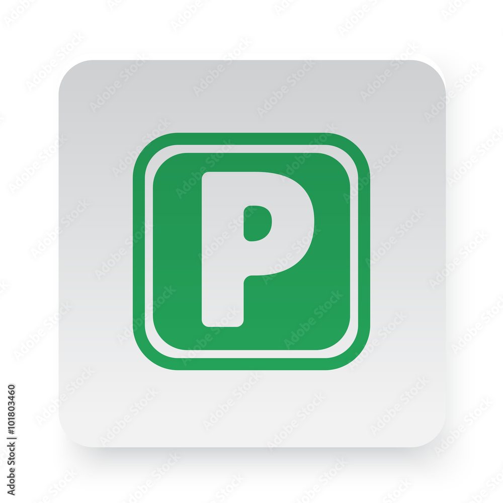 Green Parking icon in circle on white app button Green Parking icon in circle on white app button