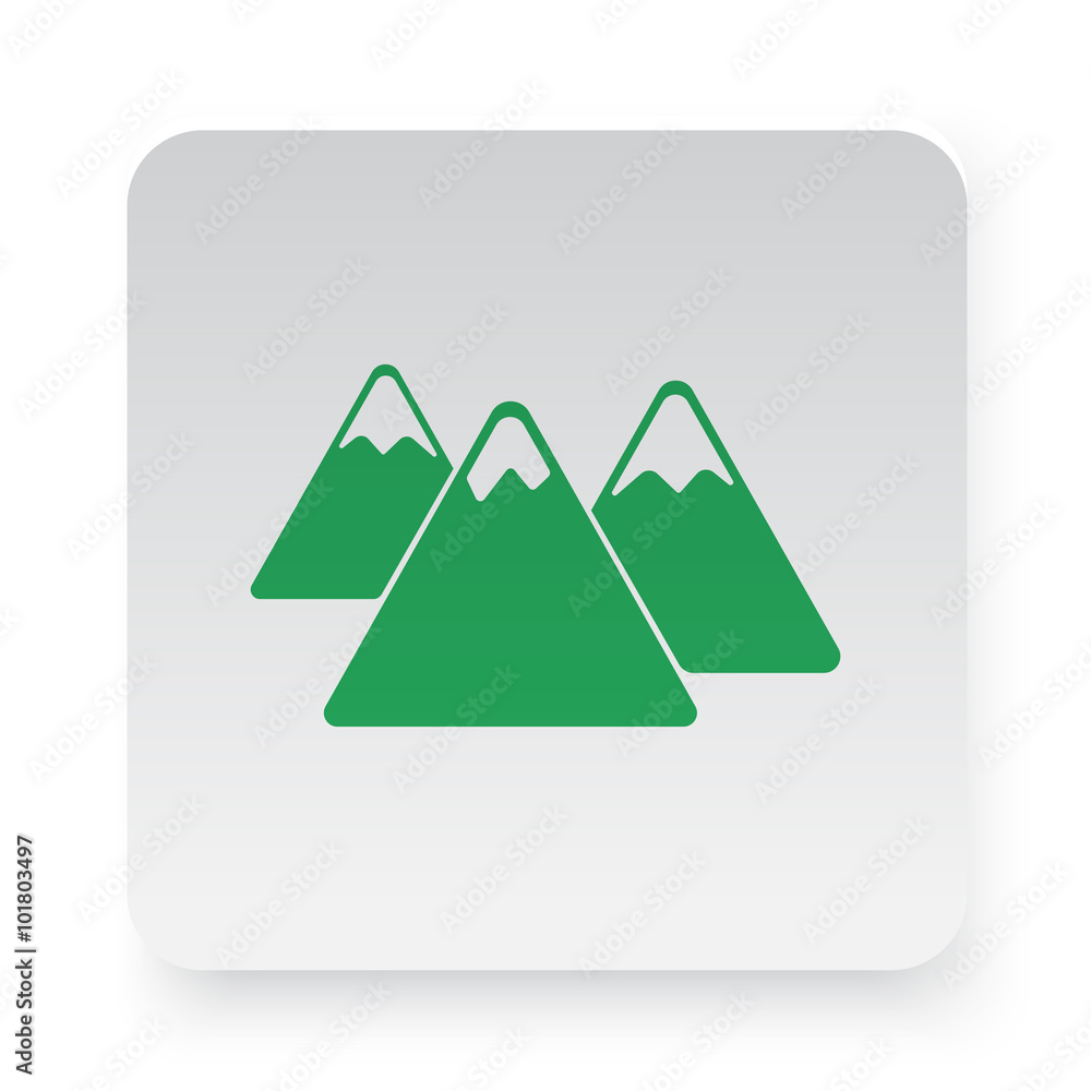 Green Mountain icon in circle on white app button Green Mountain icon in circle on white app button