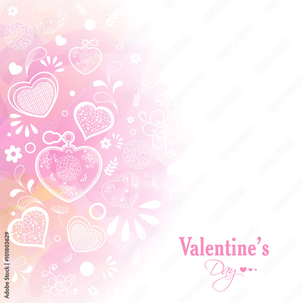Greeting card with hearts for Valentine's Day.