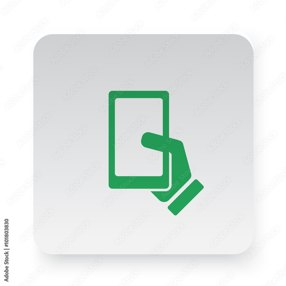 Green Smartphone icon in circle on white app button Green Smartphone icon in circle on white app button