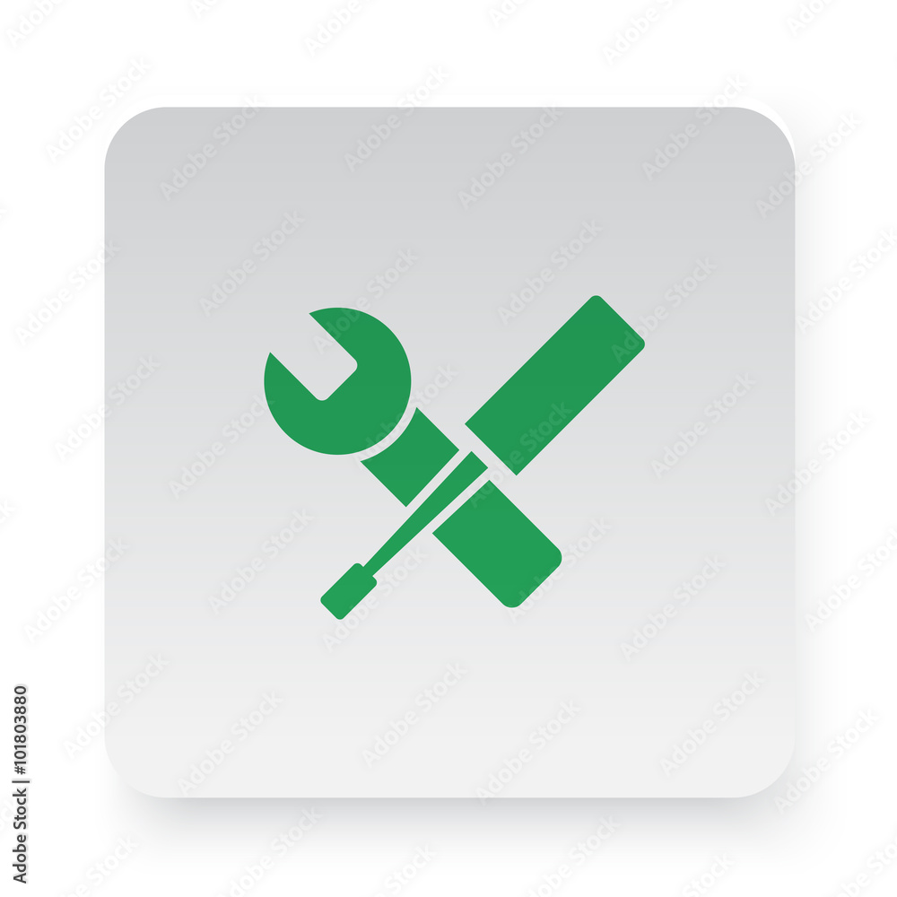 Green Service icon in circle on white app button Green Service icon in circle on white app button