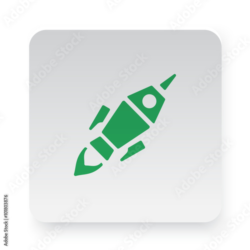 Green Rocket Launch icon in circle on white app button