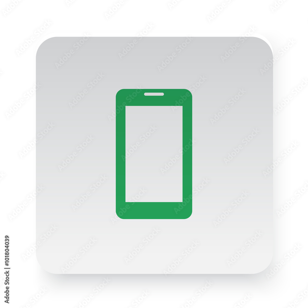 Green Mobile Phone icon in circle on white app button Green Mobile Phone icon in circle on white app button