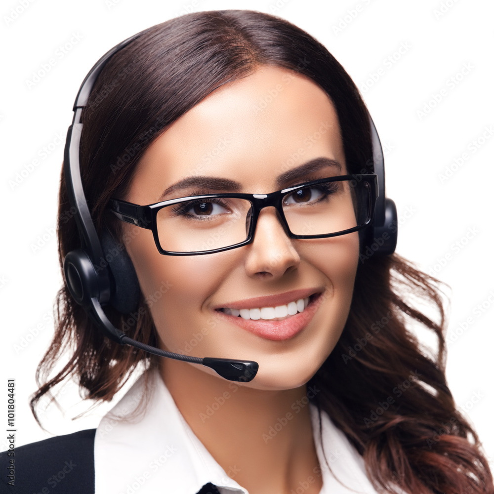 Portrait of customer support phone operator Portrait of customer support phone operator