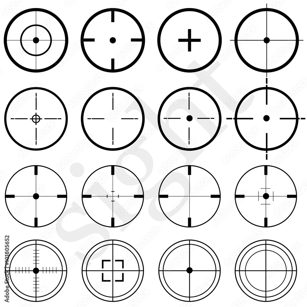 Sights set on a white background flat Sights set on a white background flat