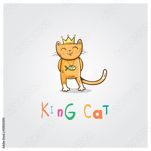 Wallpaper Mural Cartoon cute king cat logo. Vector image. Torontodigital.ca