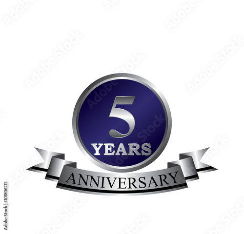 5 anniversary with blue silver ring and ribbon
